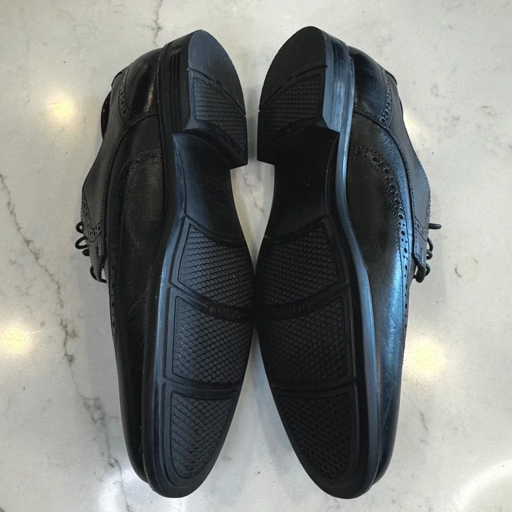 Florsheim Men 9.5 M Black Santucci Leather Wingtip Oxford Dress Shoes Classic‎